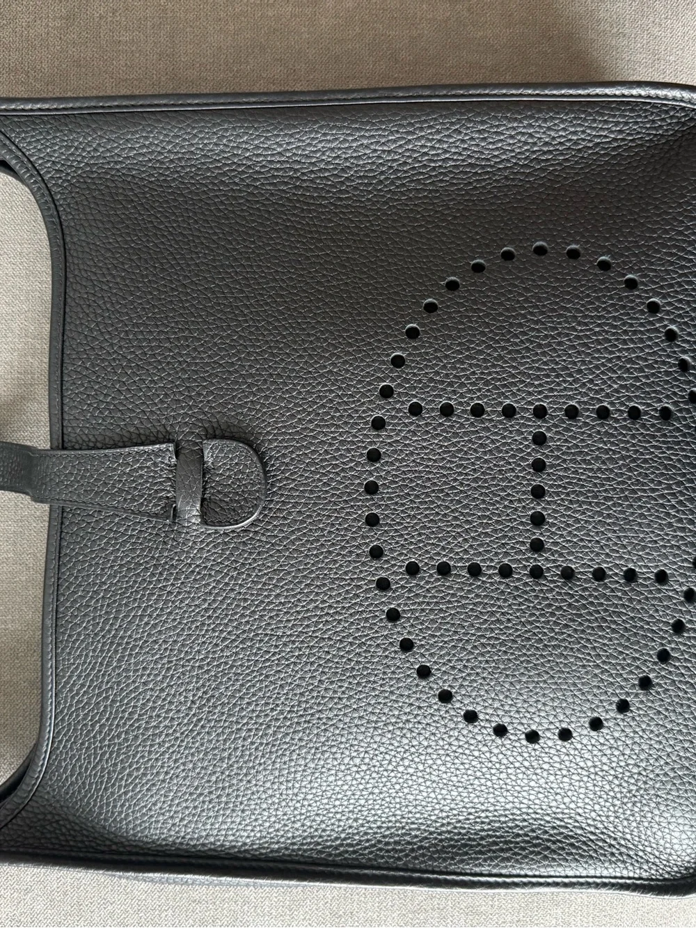 Hermes Black Perforated H Messenger Bag with Gold Hardware